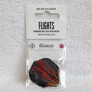 Sealed Set of 3 Harrows Red Fire Premium 100 Micron Dart Flights BNIP!!